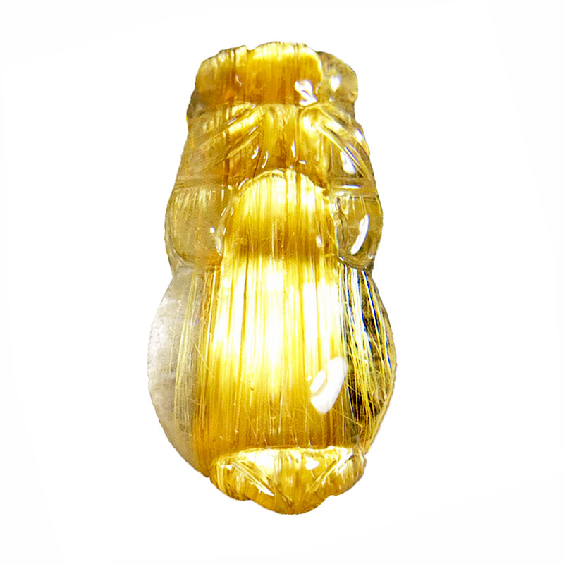 天然水晶发晶葫芦蛋面佛像吊坠