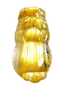 天然水晶发晶葫芦蛋面佛像吊坠