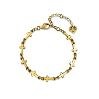 周大福独白复古黄金十字手链