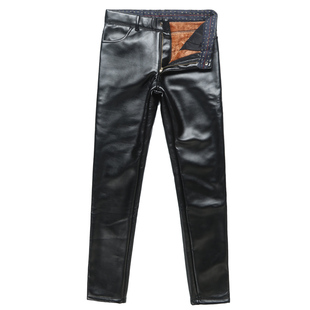 青年皮裤男加绒加厚摩托车紧身防水男士皮裤韩版修身款潮秋冬款