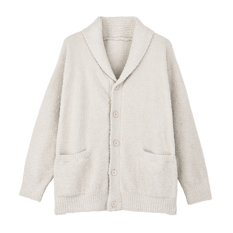 原单发热毛毛纱连帽家居服秋冬加绒中厚保暖男女士加厚长开衫套装