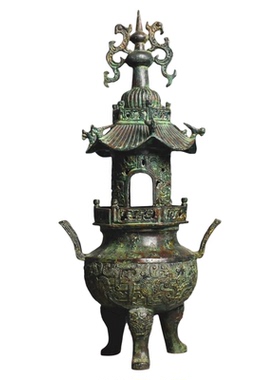 青铜器塔形香炉大塔熏炉供佛摆件