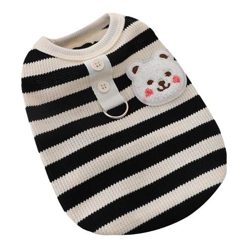 西施犬夏季衣服自带牵引环无袖冬两脚秋天狗狗外出小型犬条纹背心