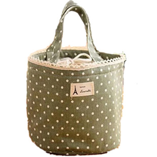 小号抽绳束口棉麻保温包防水手提便当包饭盒袋早餐午餐包保鲜冰包