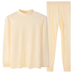 浪莎女士纯棉秋衣秋裤女款半高领全棉毛衫打底中领保暖内衣套装春