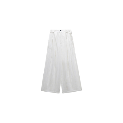 SANJUN高端定制【云霄】亚麻休闲阔腿裤宽松裤子(带腰带)3258