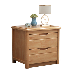 实木床头柜橡胶木原木色现代中式超窄迷你小型储物床边柜卧室包邮