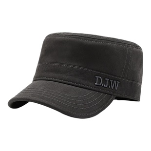 后封口帽子男士双层秋冬平顶帽全封闭可调节男帽中老年短檐鸭舌帽