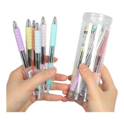 弘文云握按动中性笔10支桶装高颜值圆珠笔学生专用速干0.5水性笔女生好看的黑色红色水笔芯签字笔批发顺滑超