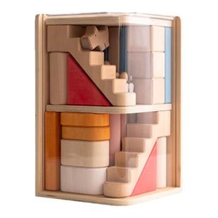 AVDAR儿童积木益智玩具层层墅拼装实木城堡男女孩大颗粒拼图积木