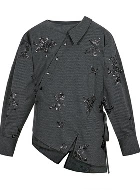 山谷少年游牧风亮片刺绣衬衫