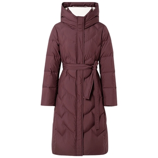 CADIDL卡迪黛尔通勤连帽鹅绒羽绒服女2025冬季新款中长保暖外套