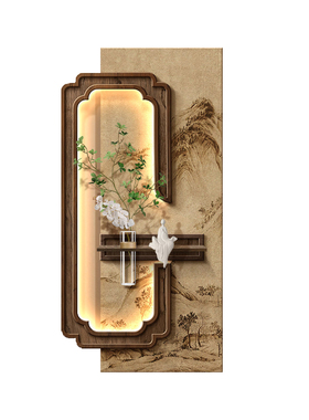 新中式水培绿植玄关装饰画高级感入户门挂画宋代美学禅意空间布置