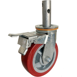 脚手架万向轮圆管用轮子6寸重型脚轮轮有刹车轴承重型包胶鹰式轮