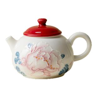 梵汝红妆女士粉彩西施壶家用高档陶瓷茶壶手绘茶壶一人泡茶器精致