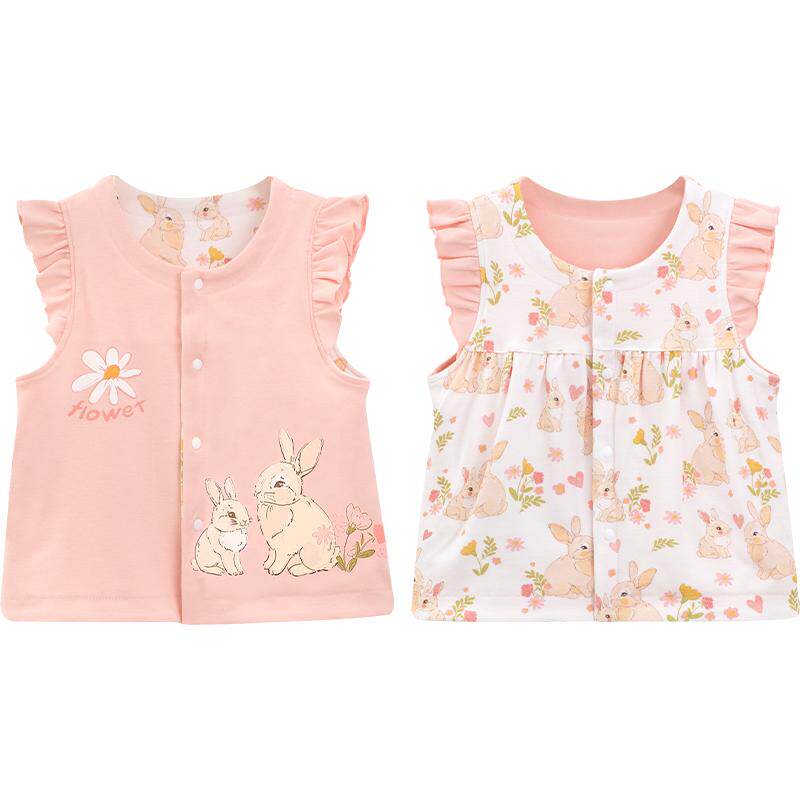 婴蓓依宝宝双面马甲春秋季新款女童男童外穿坎肩宝宝无骨卡通马甲