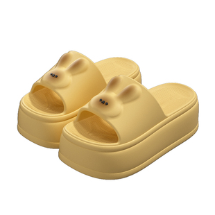 可爱兔子厚底凉拖鞋女2026新款室内踩屎感小个子增高拖鞋女士外穿