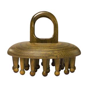 天然绿檀木圆盘按摩梳头皮经络养发脱发防头部毛囊疏通神器指环梳