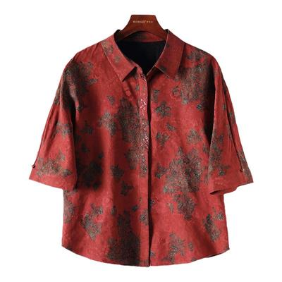 国风花罗香云纱衬衫真丝提花上衣