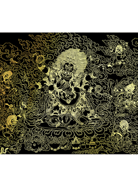 六臂大黑天唐卡佛像描金画稿DIY