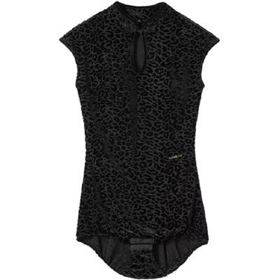 NY纳艺盘扣提花丝绒摩登舞服上衣