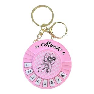 创意女孩迷你圆钢琴乐器玩具发音扣解压玩具汽车钥匙链挂件小礼物