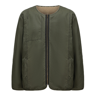 TIRES 23AW日系双面IRIS羊羔绒内胆夹克宽松休闲洗水无领外套男女