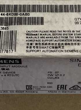 议价6ES7144-6KD00-0AB0原装ET200ECOPN数字量模块6ES71446KD000A
