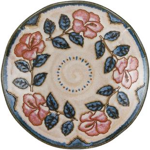 日本进口玫瑰复古家用高脚碗餐盘菜盘餐具日式陶瓷汤碗套装釉下彩