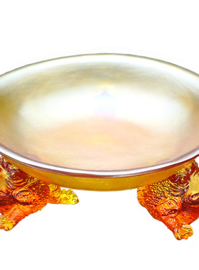 琉璃家庭聚宝盆摆件招财聚财客厅