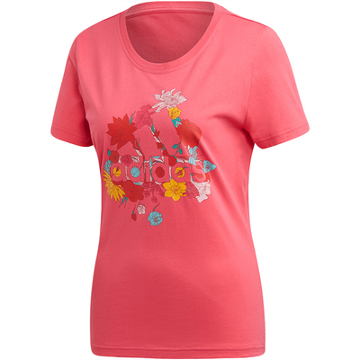 阿迪达斯女子fm9453圆领短袖t恤