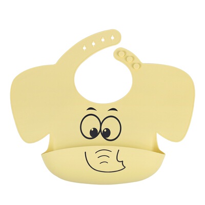 宝无忧严选硅胶口水兜卡通大象食品级硅胶加大加宽3D立体宝宝围嘴