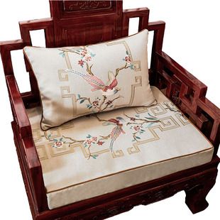 新中式刺绣花鸟靠枕红木沙发抱枕靠垫办公室腰枕床头靠背汽车靠包