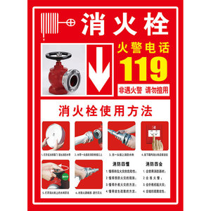 消防栓贴纸消防标识标牌消防栓柜门贴纸消火栓贴纸消防栓使用方法灭火器使用方法贴纸消防栓标识贴纸定制