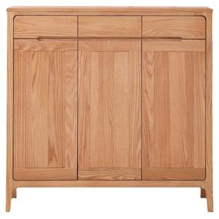 纯实木鞋柜红橡木北美国原木北欧简约鞋橱门口隔断玄关三门小户型