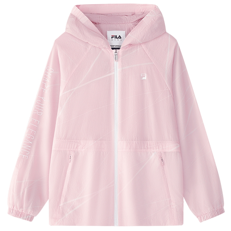 FILA斐乐儿童运动童装2024秋冬新款中大童梭织运动服女童连帽外套