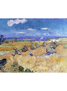 梵高世界名画版画复刻中古风法式田园干草堆画心不含画框挂画芯
