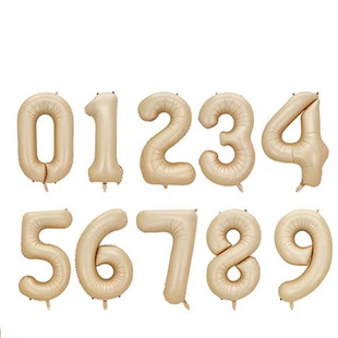 网红生日拍摄道具奶油复古色生气数字气球爱心气球生日派对布置