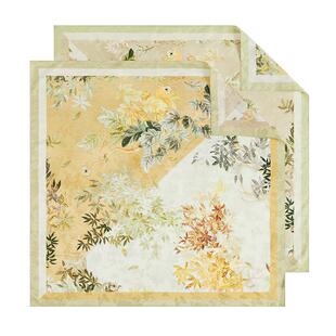 万事利真丝丝巾女100%桑蚕丝双面异色19姆米重磅中方巾披肩枫林晚