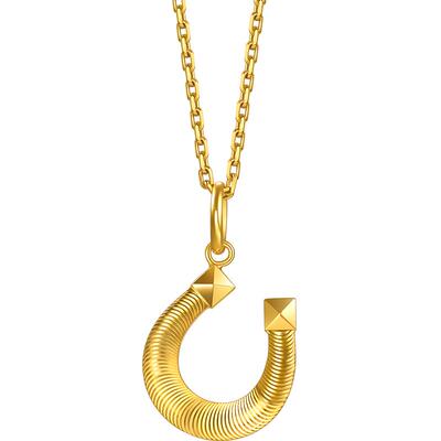 周生生永系列爆闪马蹄铁金缕马蹄扣黄金吊坠足金项坠96140P