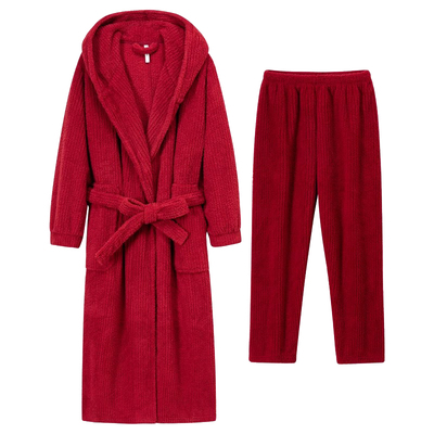2026属马年本命年红色睡衣珊瑚绒睡袍礼盒男士女士女款2025新款冬
