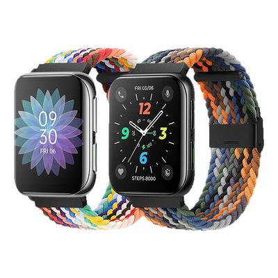 适用OPPO手表表带尼龙watch1/2/3/SE编织卡扣单圈弹力智能运动41/42/46mm新款oppowatch3pro男女个性腕带配件
