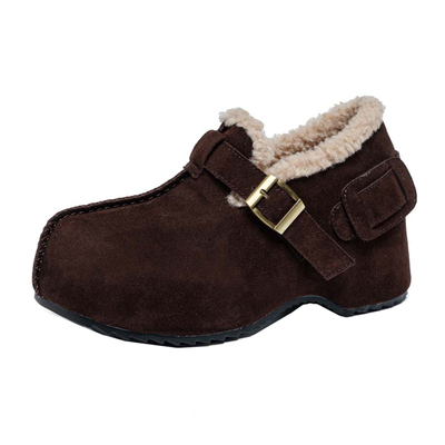 厚底新款冬季加绒红色勃肯棉鞋