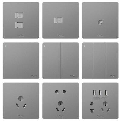 公牛86型墙壁开关插座g12灰色