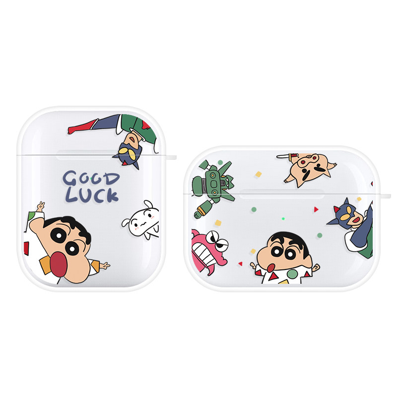 蜡笔小新airpodspro3保护套airpods1/2/4代苹果无线蓝牙耳机套airpodspro可爱卡通透明软壳适用