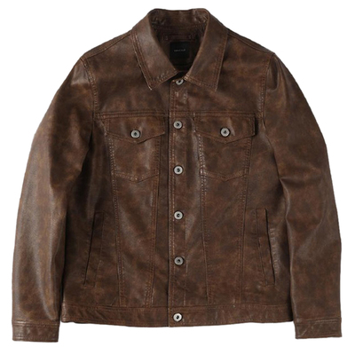 PANICALE休闲翻领仿皮皮衣