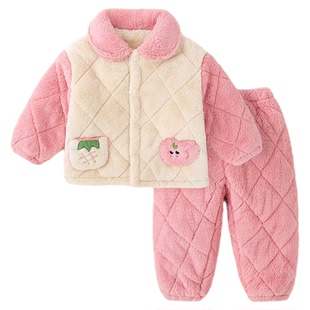 【冬款上新】嘟嘟家男童家居服套装冬季女童厚睡衣宝宝分体式居家