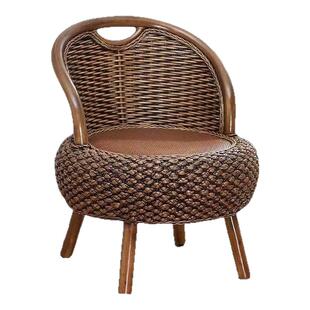 复古真藤坐椅天然藤编休闲藤椅靠背椅老人休息椅子客厅阳台休闲椅