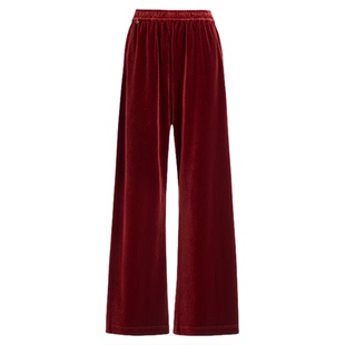 MNGATA G.宫小妍【石头记】新中式风丝绒休闲百搭直筒裤