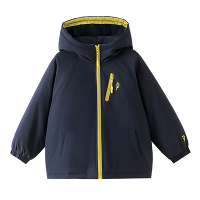 男童冬装外套2025新款儿童秋冬款加厚连帽上衣男孩冬季夹棉冲锋衣